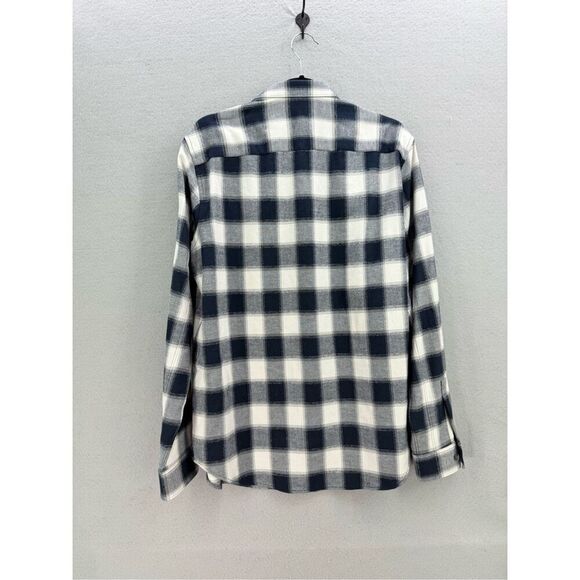 Theory Mens Blue White Check Flannel Long Sleeve Button Up Shirt Size Large - Picture 6 of 7